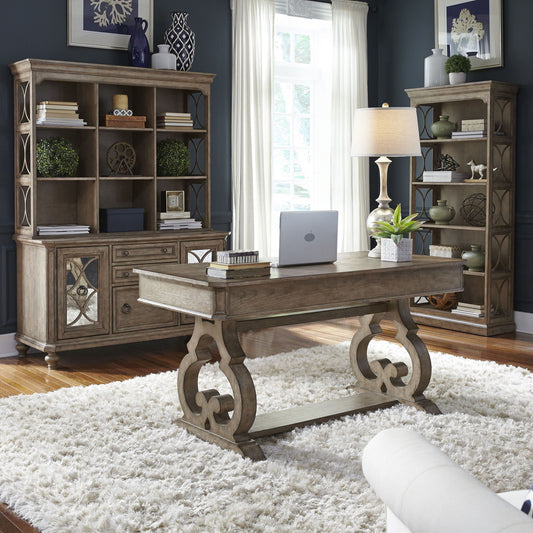 Simply Elegant - 3 Piece Home Office Set (Desk & Hutch Set) - Heathered Taupe