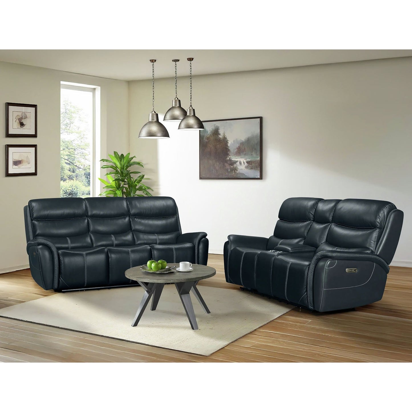 Aruba - 2 Piece Living Room Set (Sofa & Loveseat) - Pebble Navy
