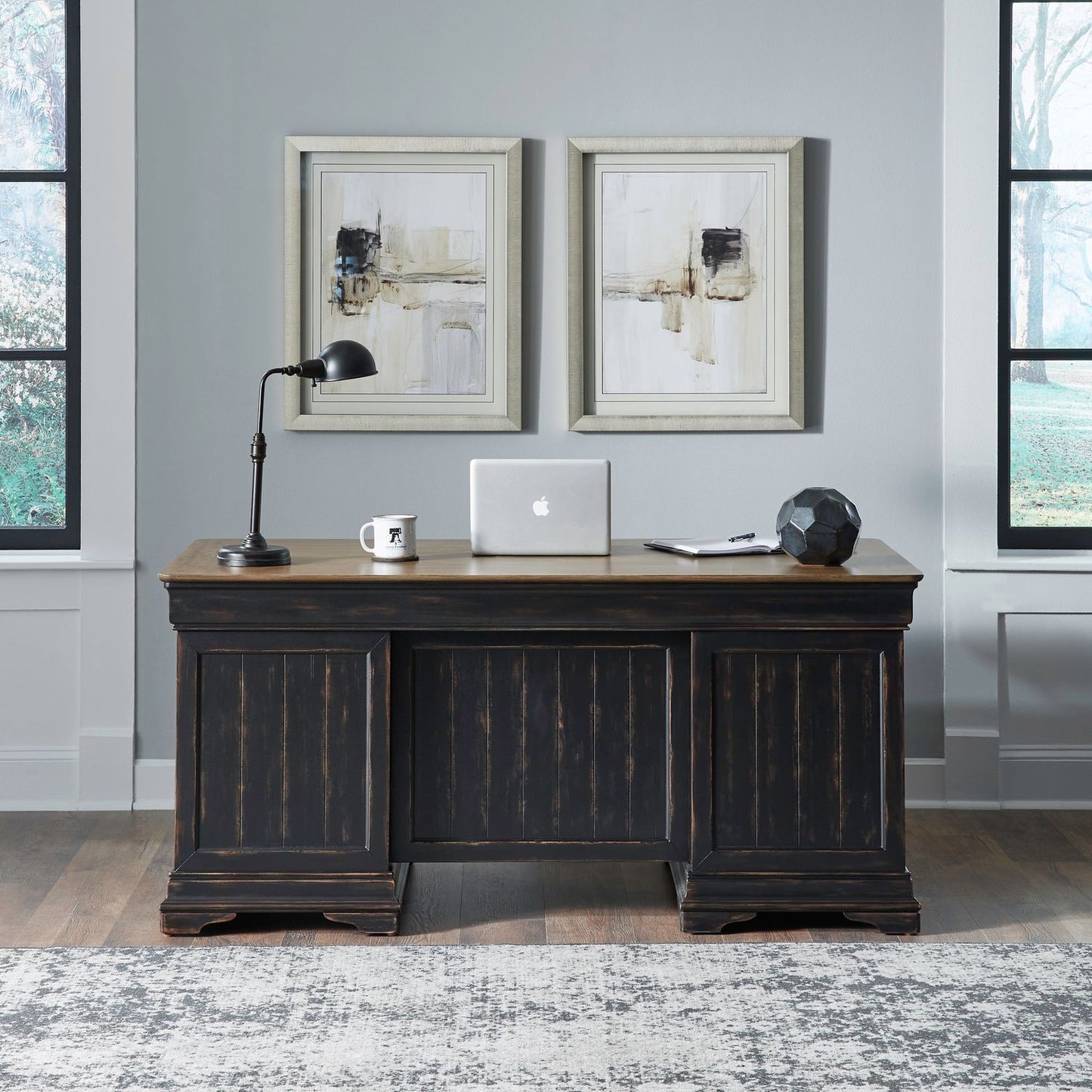 Meritage - Jr Executive Desk - Aged Charcoal