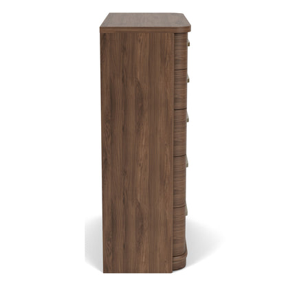 Delia - 5 Drawer Chest - Nouveau Walnut