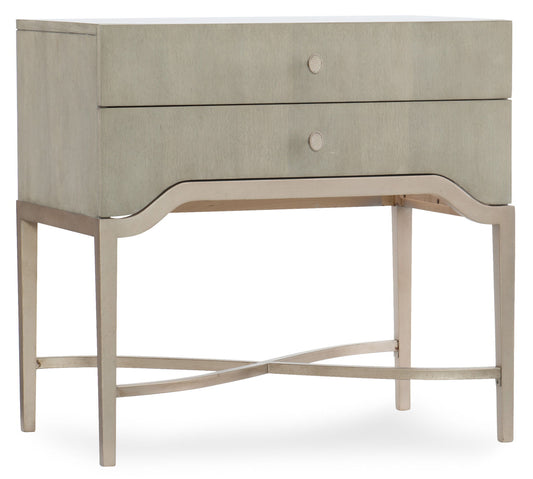 Elixir - 2-Drawer Nightstand - Pearl Silver