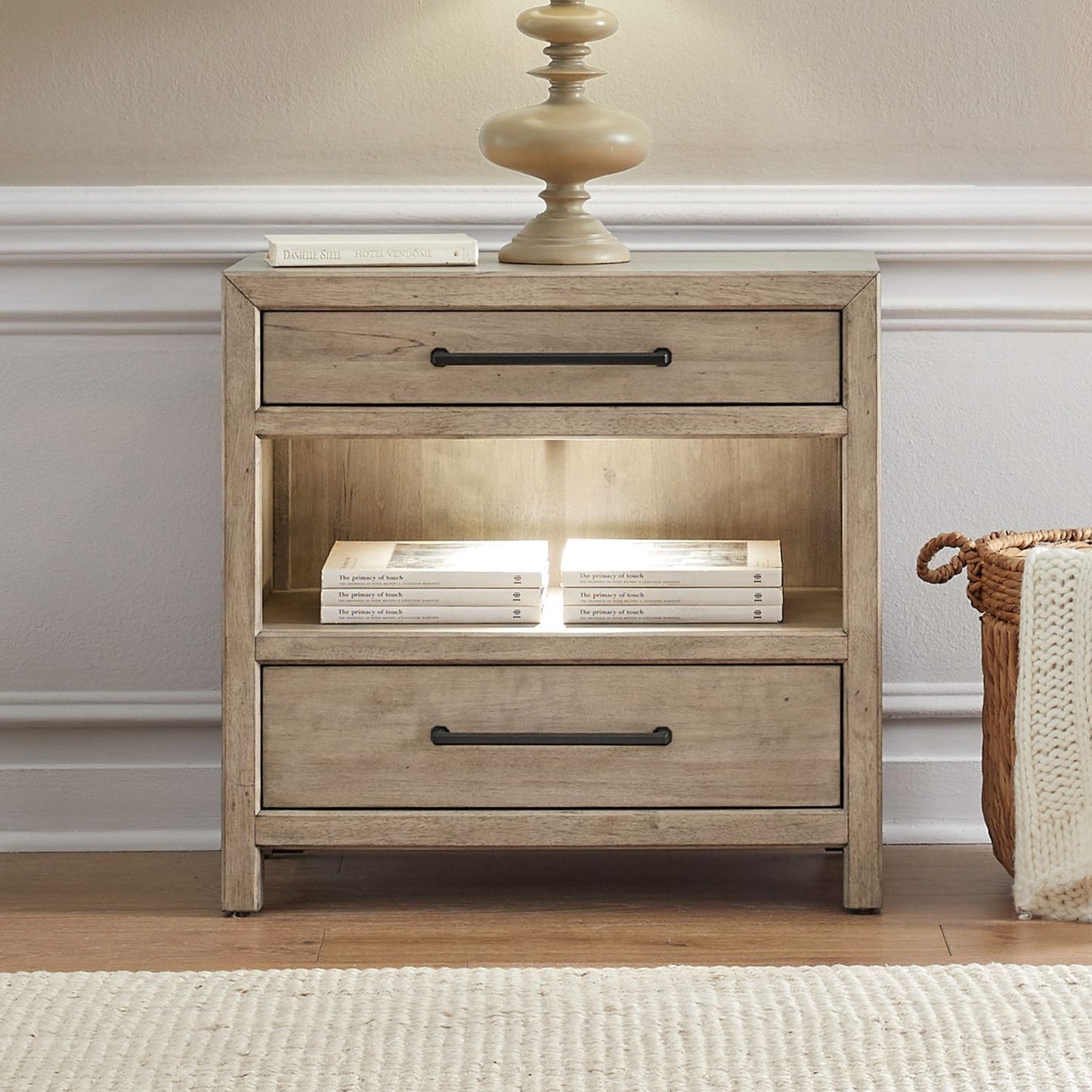 Proximity Place - Bedside Chest With Charging Station - Barley Buff