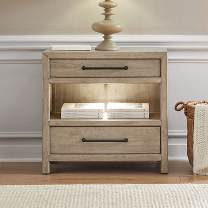 Proximity Place - Bedside Chest With Charging Station - Barley Buff
