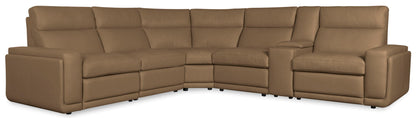 MS - Simone Six-Piece Power Reclining Sectional - Dark Brown
