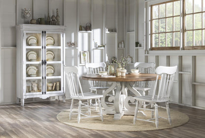 Vintage Market - Round Dining Table - Barnwood Oak And Picket Fence