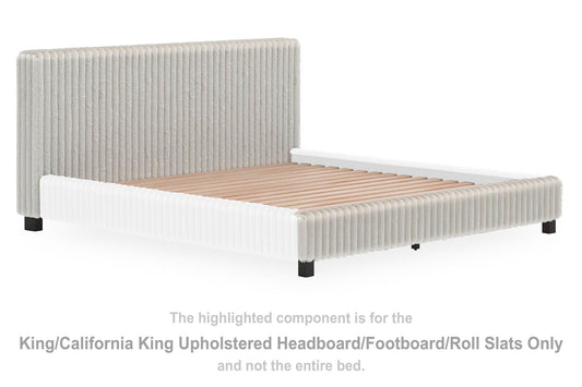 Zuraleus - King / California King Upholstered Headboard / Footboard / Roll Slats - Gray
