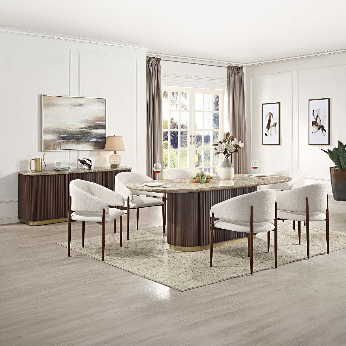 Clayten - Dining Table With Natural Marble Top