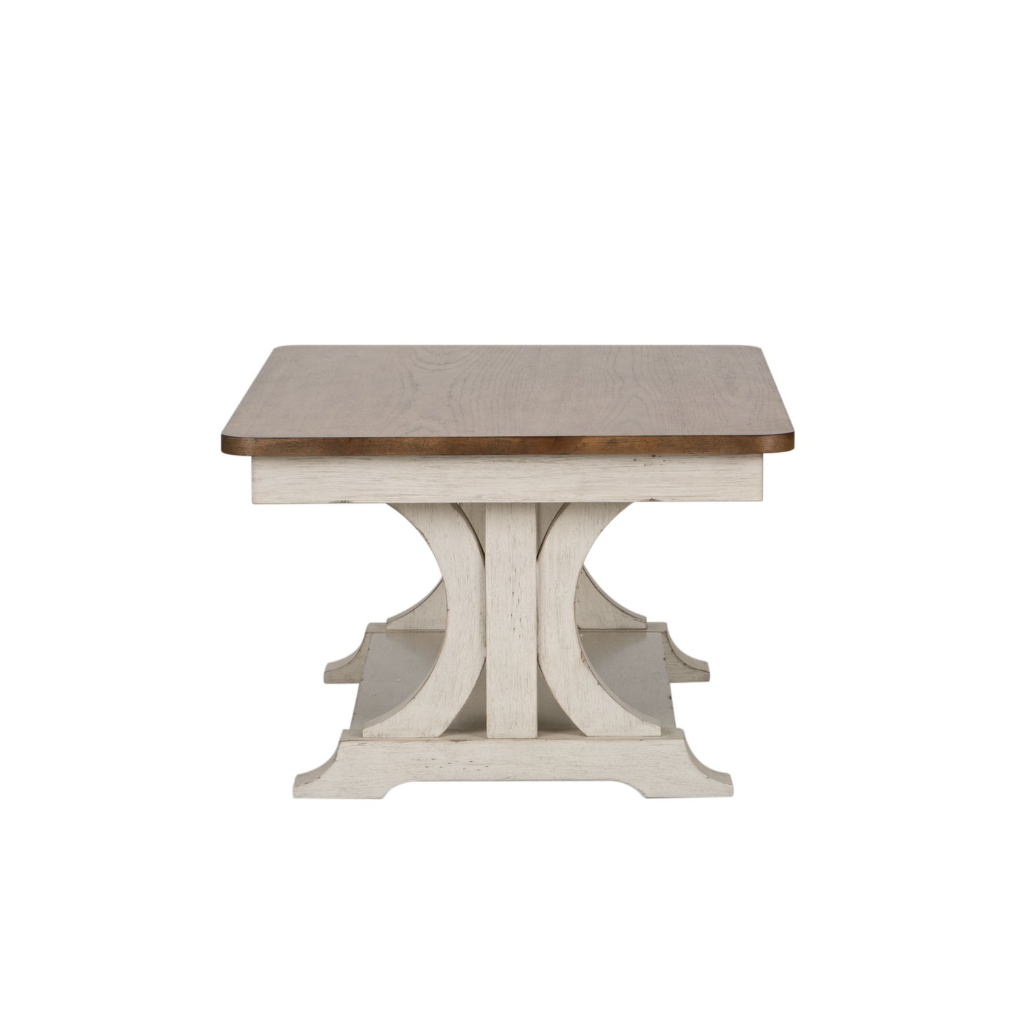 Farmhouse Reimagined - Rectangular Cocktail Table - Antique White / Chestnut Tops
