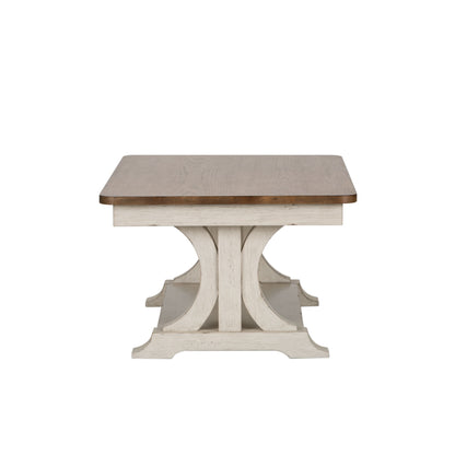 Farmhouse Reimagined - Rectangular Cocktail Table - Antique White / Chestnut Tops