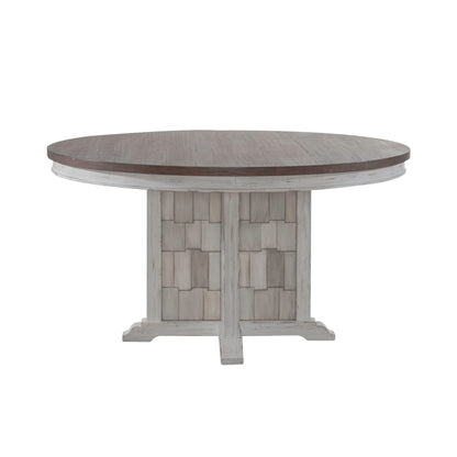 River Place - Pedestal Table - Riverstone White & Tobacco