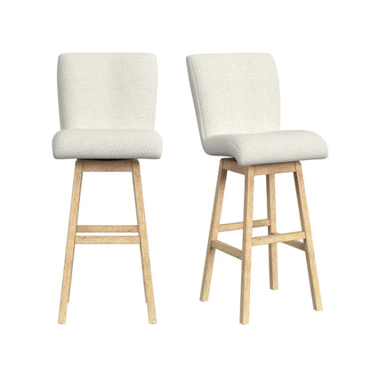 Cambrie - Upholstered Swivel Bar Stool With Boucle (Set of 2) - Beige / Natural
