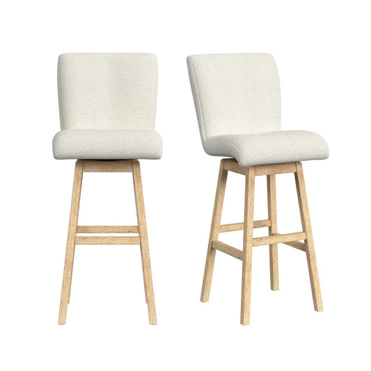 Cambrie - Upholstered Swivel Bar Stool With Boucle (Set of 2) - Beige / Natural