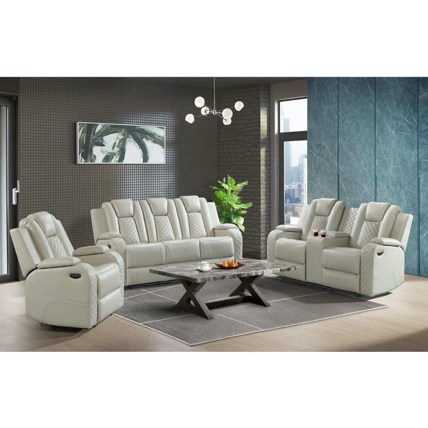 Carlo - Power Motion Sofa With Power Headrest, Dropdown Table, Power Strip, LED And Reading Light