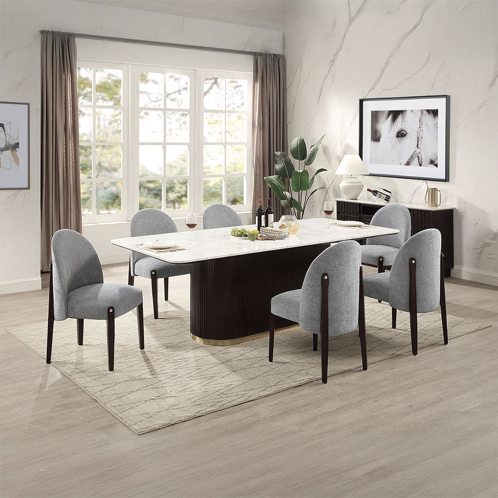 Clayten - Dining Table With Natural Marble Top