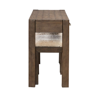Broadmore - 3 Piece Table Set (1 Console Table 2 Console Stools) - Cobblestone Brown