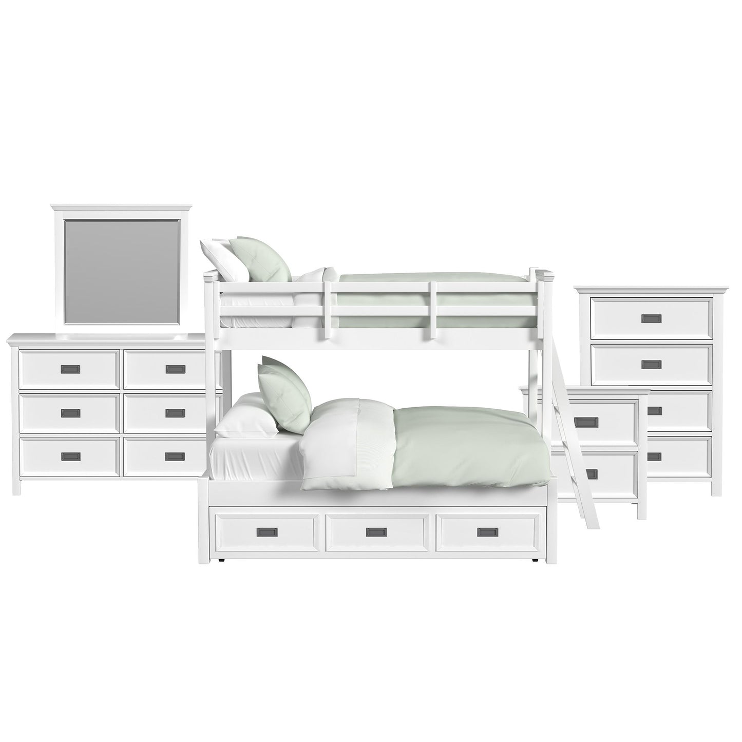 Hampton Kids - Bunk With Ladder And Trundle Bedroom Set