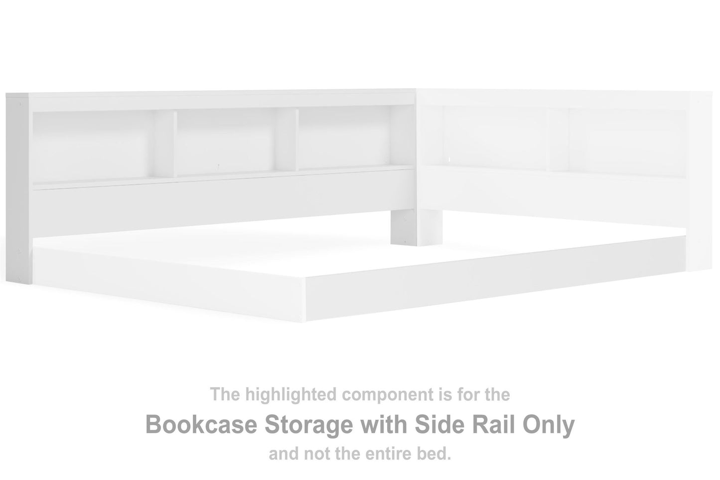 Piperton - Bookcase Storage w/Side Rail - White