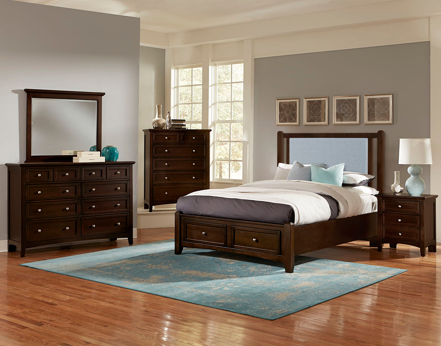 Bonanza - Ocean Blue Linen Upholstered Bed With Storage Footboard