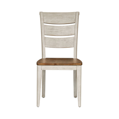 Farmhouse Reimagined - Ladder Back Side Chair - Antique White / Chestnut Tops