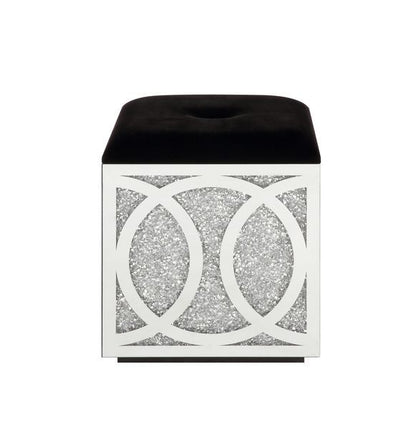 Noralie - 24" Ottoman With Storage - Mirrored & Faux Diamonds
