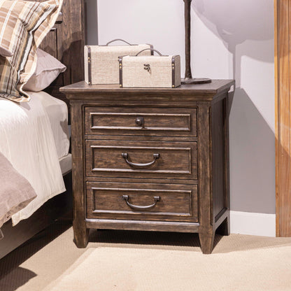 Paradise Valley - Nightstand With Charging Station - Saddle Brown