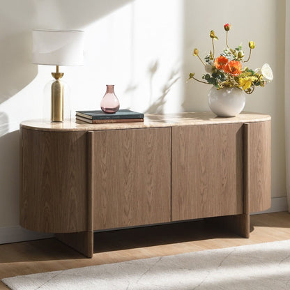 Markku - Console Table With Natural Marble - Oak