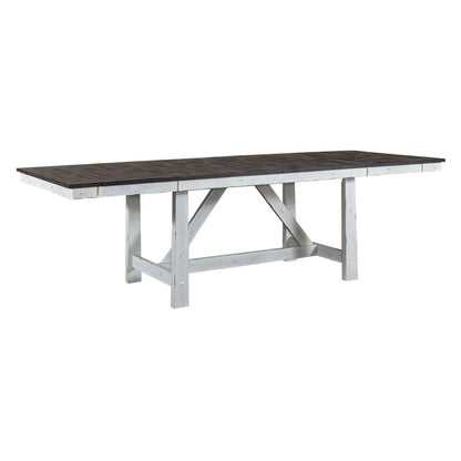 Farmhouse - Trestle Table - Two Tone White / Wood Tone
