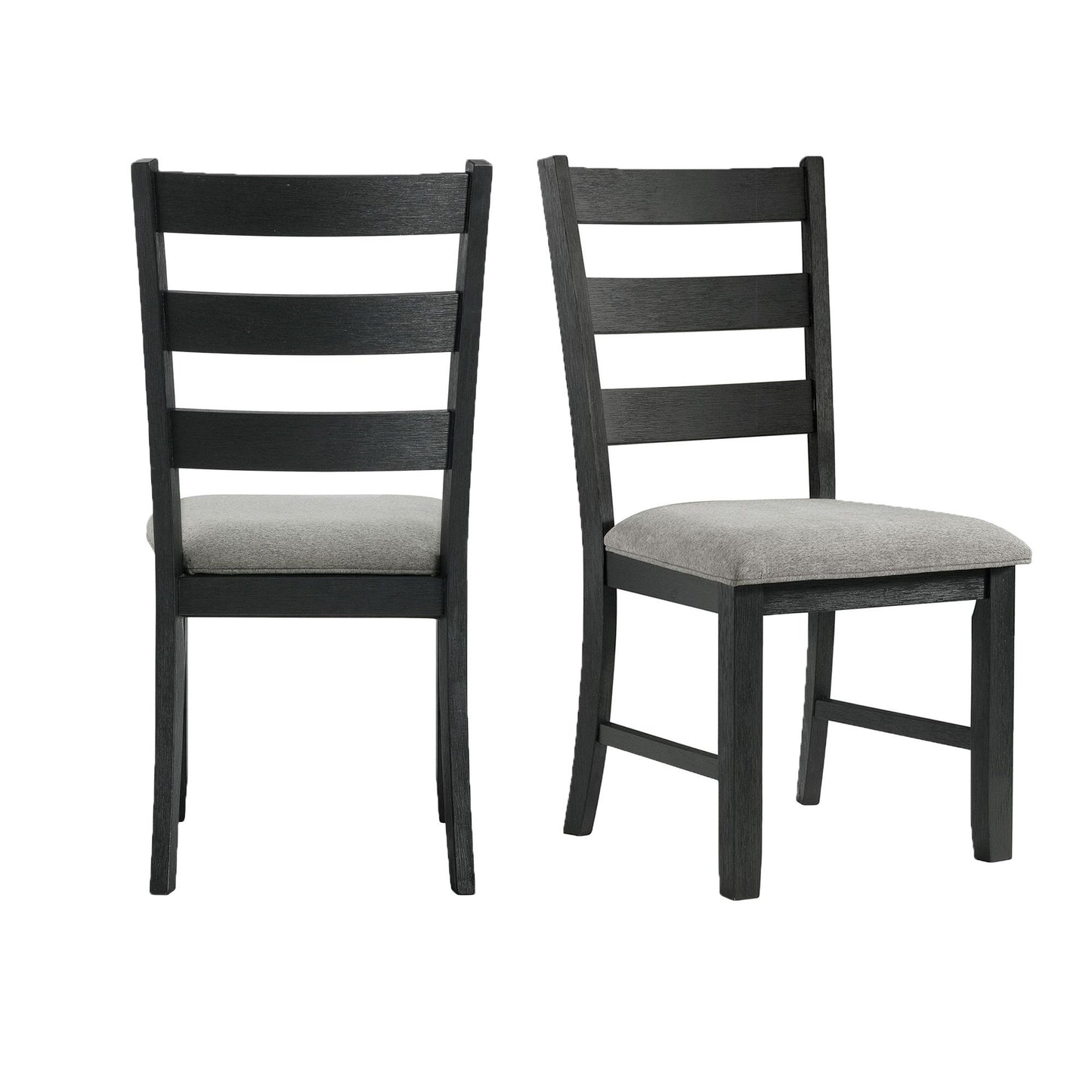 Martin - Dining Side Chair With Gray Fabric (Set of 2) - Black Finish
