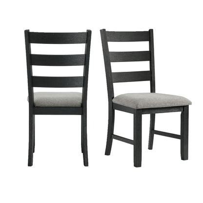 Martin - Dining Side Chair With Gray Fabric (Set of 2) - Black Finish