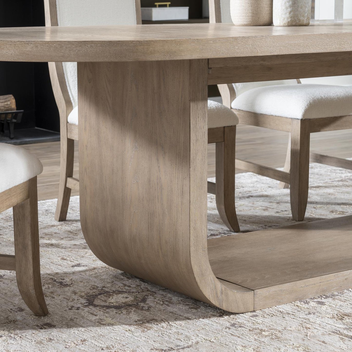 Flow - Complete Oval Dining Table - Sandstone