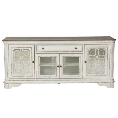Magnolia Manor - Entertainment TV Stand (Glass Doors) - Antique White