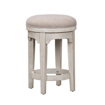 Farmhouse Reimagined - Console Swivel Stool - Antique White / Chestnut Tops