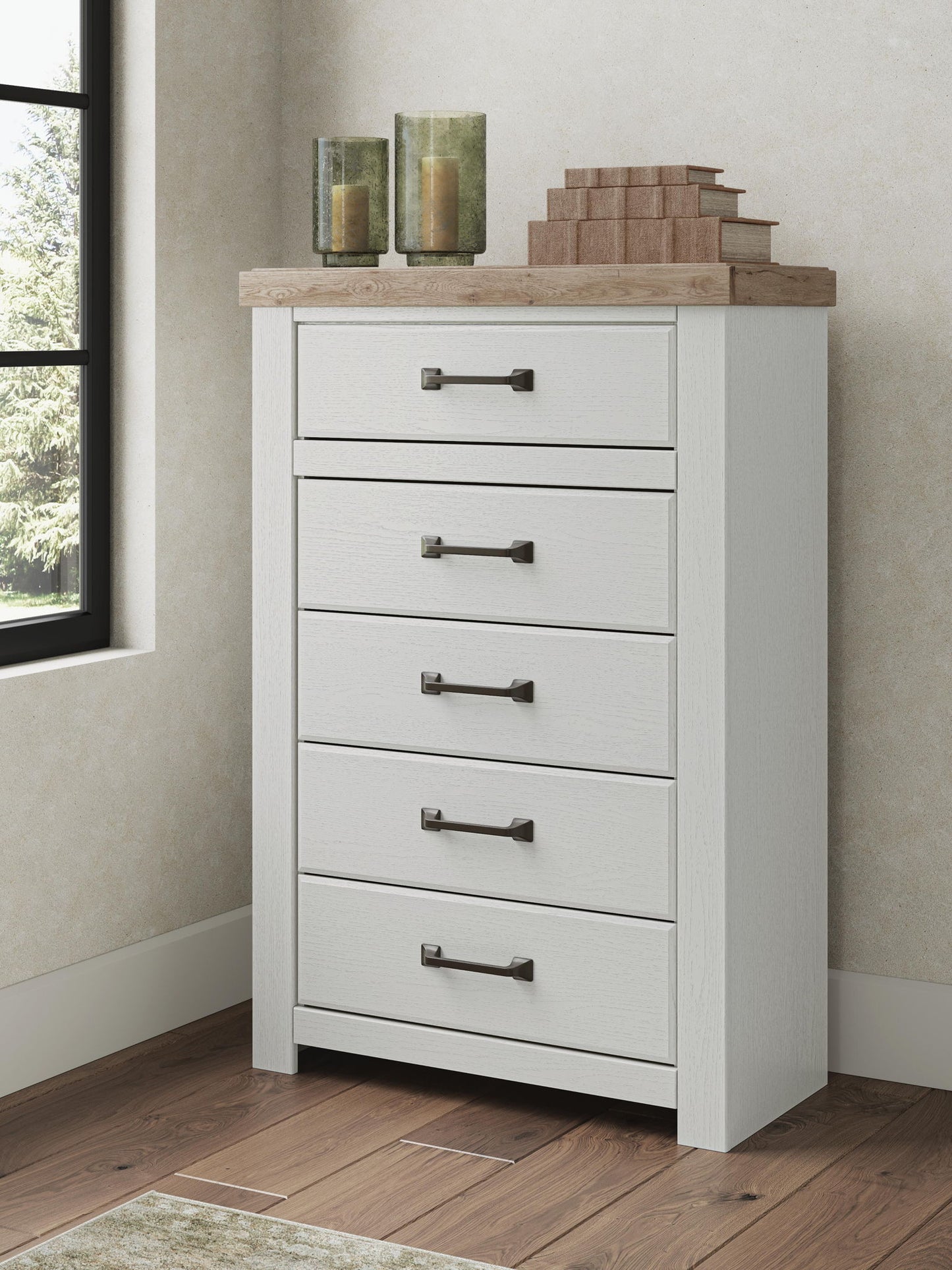 Savonport - Five Drawer Chest - White / Brown
