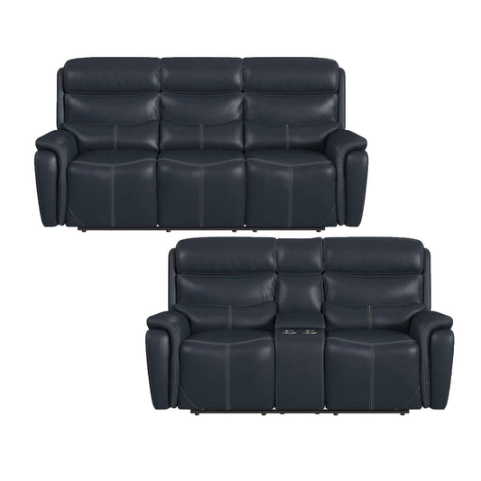 Aruba - 2 Piece Living Room Set (Sofa & Loveseat) - Pebble Navy