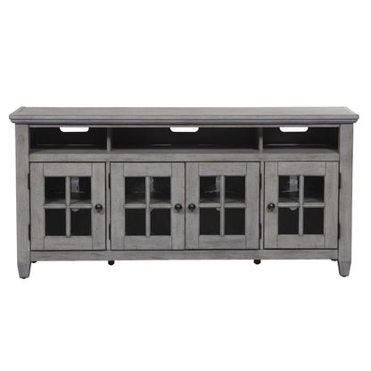 Heartland - Entertainment TV Stand - Antique White / Tobacco Tops