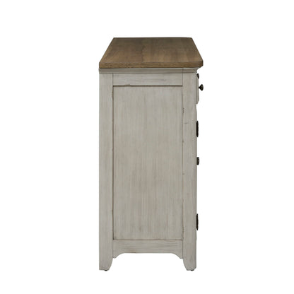 Farmhouse Reimagined - Server - Antique White / Chestnut Tops