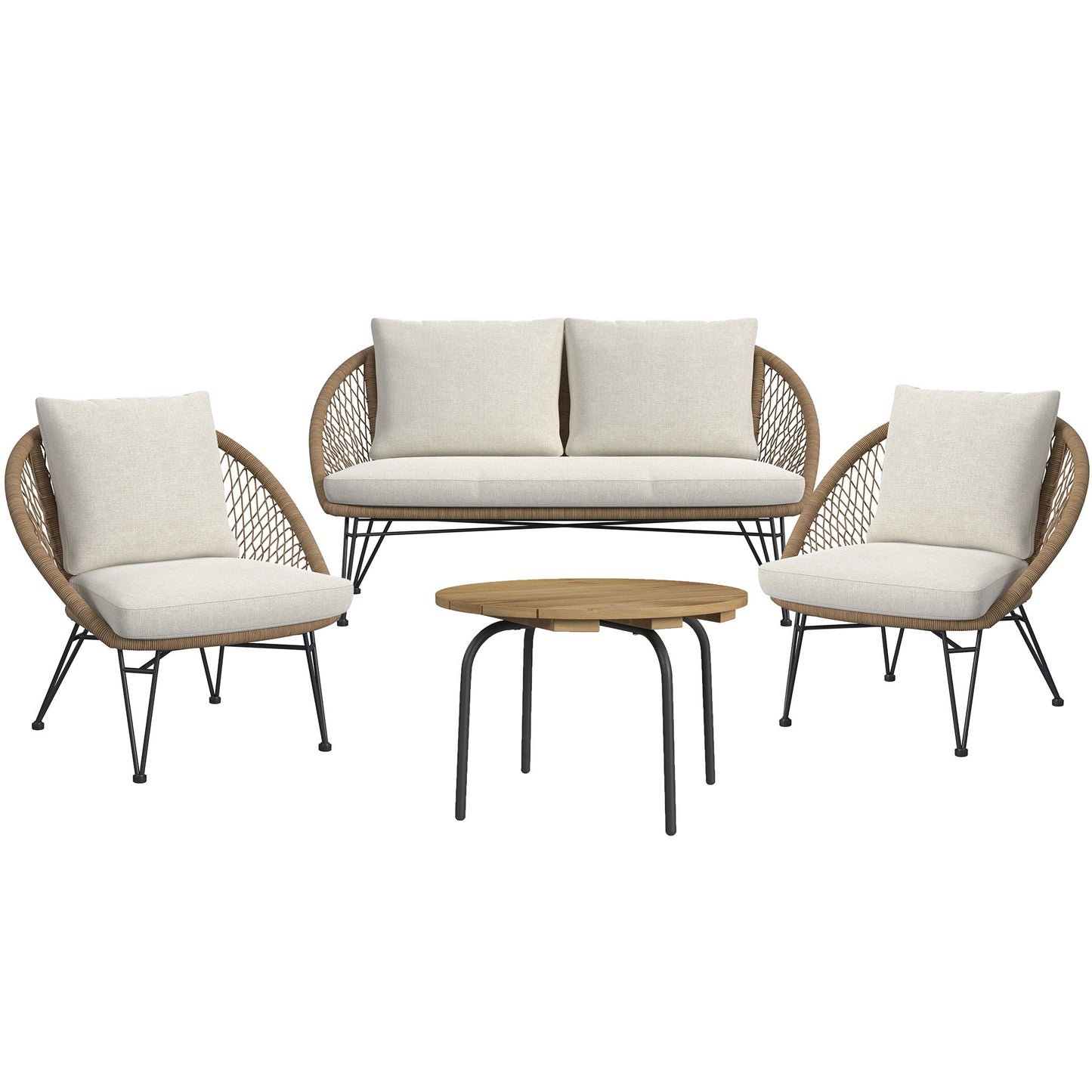 Grace - 4 Piece Outdoor Seating Set - Beige / Natural