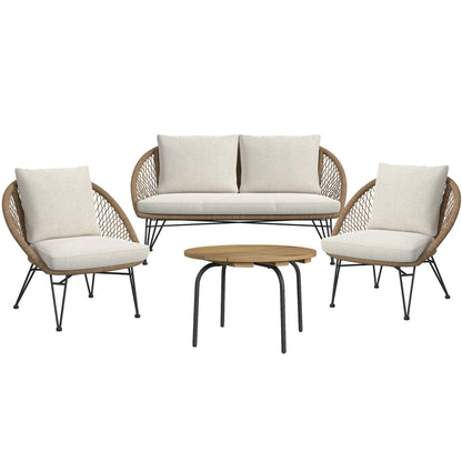 Grace - 4 Piece Outdoor Seating Set - Beige / Natural