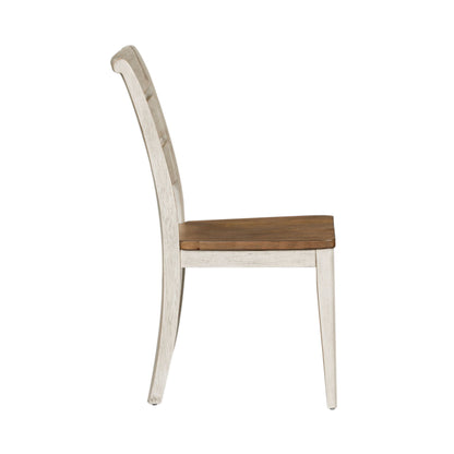 Farmhouse Reimagined - Ladder Back Side Chair - Antique White / Chestnut Tops
