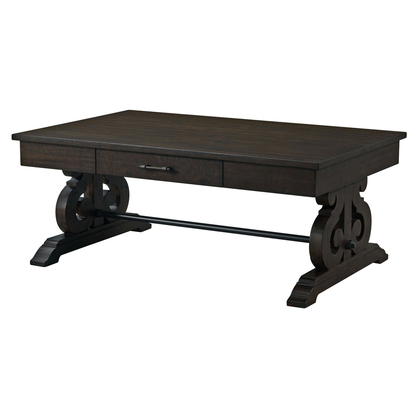 Stone - Coffee Table With PU Base - Dark Walnut