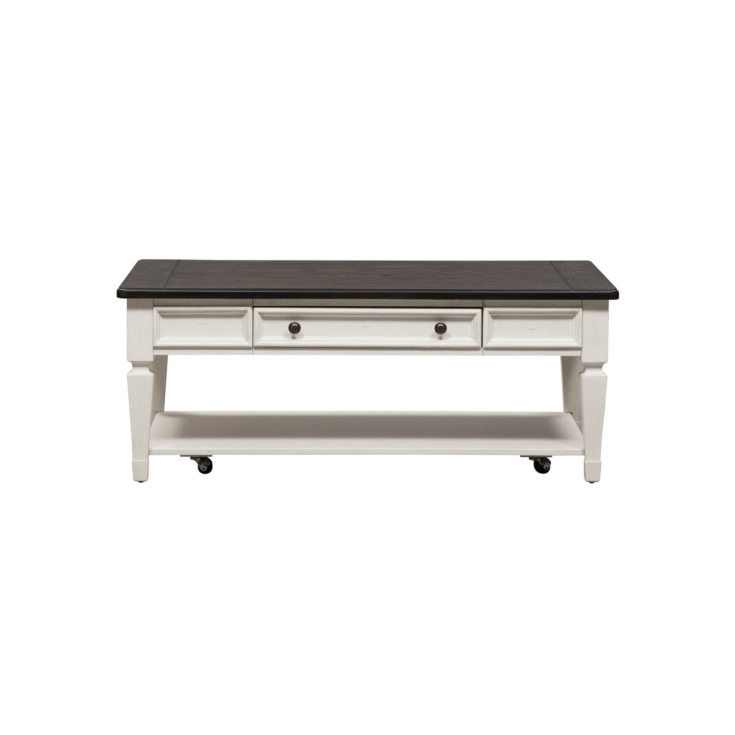 Allyson Park - Rectangular Cocktail Table - Wirebrushed White / Charcoal