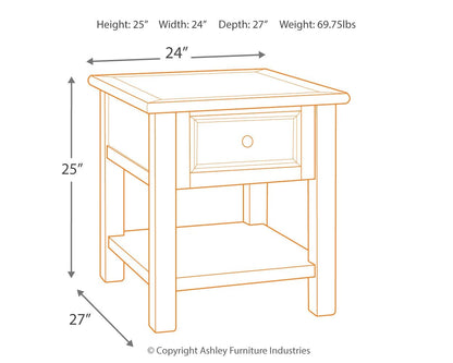 Bolanburg - Rectangular End Table - White / Brown / Beige