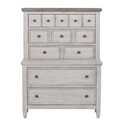 Heartland - 5 Drawer Chest - Antique White / Tobacco Tops