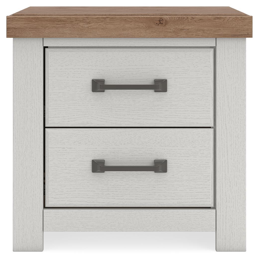 Savonport - Two Drawer Night Stand - White / Brown