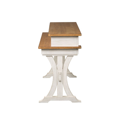 Farmhouse Reimagined - Console Bar Table - Antique White / Chestnut Tops