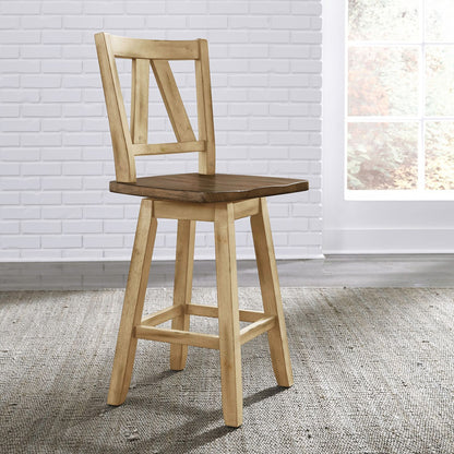 Lindsey Farm - Counter Height Swivel Chair - Natural & Brown