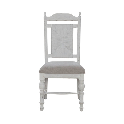 River Place - Panel Back Side Chair - Riverstone White & Tobacco