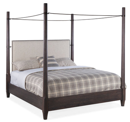 Big Sky - King Poster Bed With Canopy - Black / Dark Brown