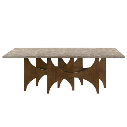 Oleia - Dining Table With Engineered Marble - Natural Marble & Walnut