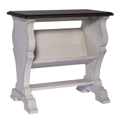 Abbey Road - Library Chair Side Table - Porcelain White / Churchill Brown